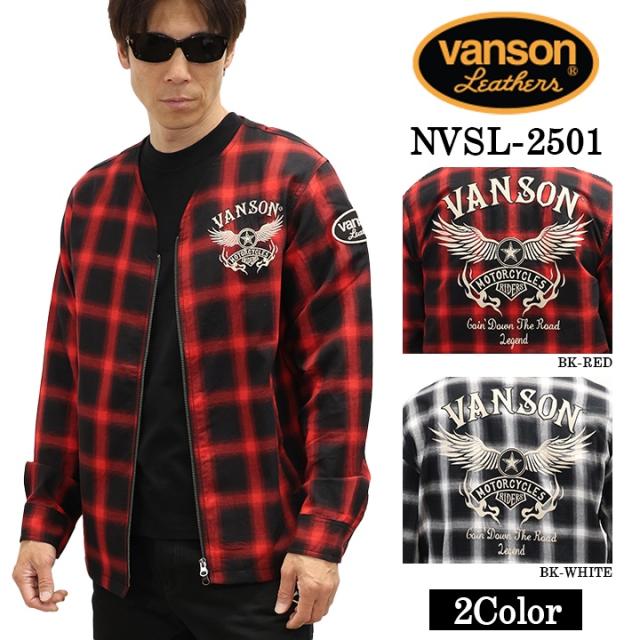 VANSON バンソン チェック柄 ZIPカーデ ジャケット nvsl-2501
