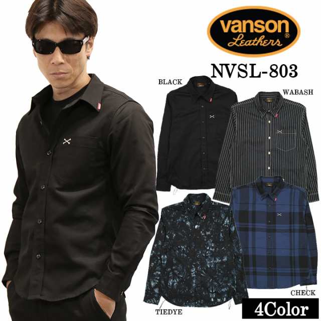 VANSON バンソン 長袖シャツ ワンポイントツイルシャツ nvsl-803-ncの