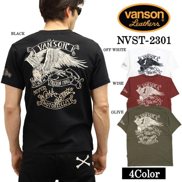 VANSON バンソン 天竺 半袖Tシャツ nvst-2301-r