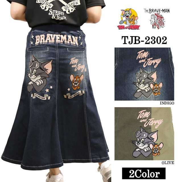 THE BRAVEMAN×TOM&JERRY トムジェリ コラボ ストレッチ デニムスカート tjb-2302