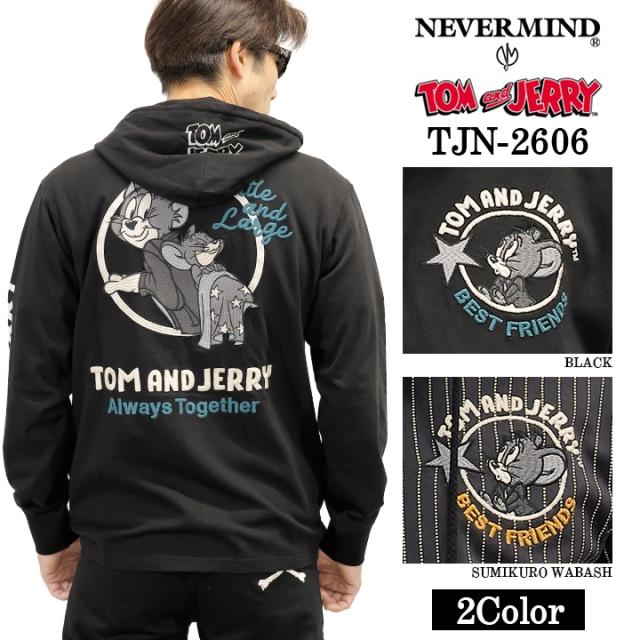 TOM&JERRY NEVERMIND LIGHT WEIGHT HOODIE F/Z PARKA トムとジェリー ネバーマインド コラボ 天竺 パーカー tjn-2606