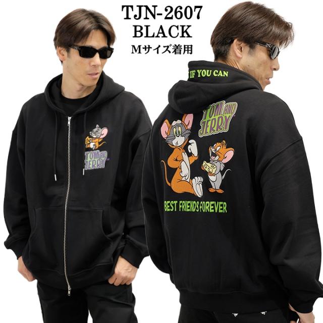 TOM&amp;JERRY NEVERMIND OVERSIZED HOODIE SWEATSHIRTS F/Z PARKA トムとジェリー ネバーマインド コラボ 裏毛 パーカー tjn-2607_1