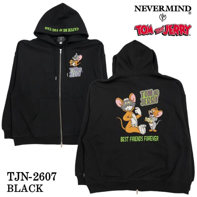 TOM&amp;JERRY NEVERMIND OVERSIZED HOODIE SWEATSHIRTS F/Z PARKA トムとジェリー ネバーマインド コラボ 裏毛 パーカー tjn-2607_3