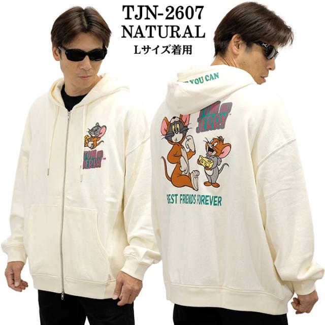 TOM&amp;JERRY NEVERMIND OVERSIZED HOODIE SWEATSHIRTS F/Z PARKA トムとジェリー ネバーマインド コラボ 裏毛 パーカー tjn-2607_4