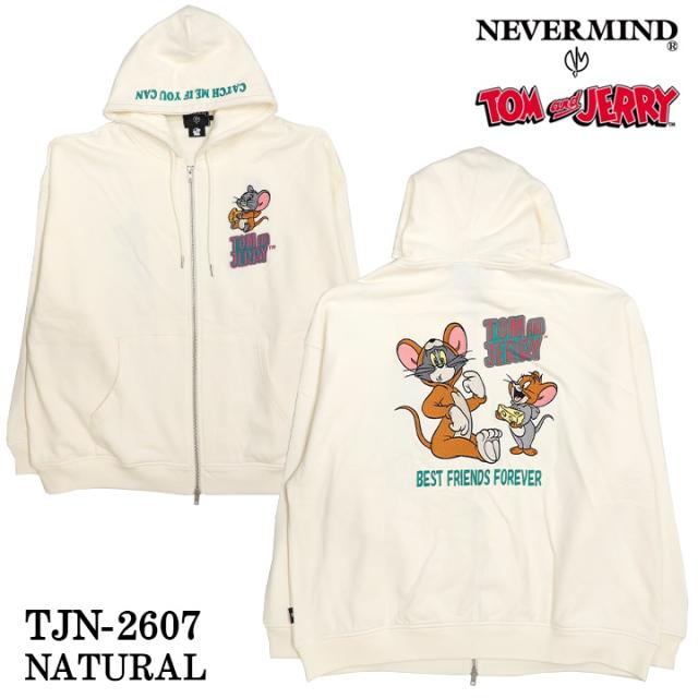 TOM&amp;JERRY NEVERMIND OVERSIZED HOODIE SWEATSHIRTS F/Z PARKA トムとジェリー ネバーマインド コラボ 裏毛 パーカー tjn-2607_6