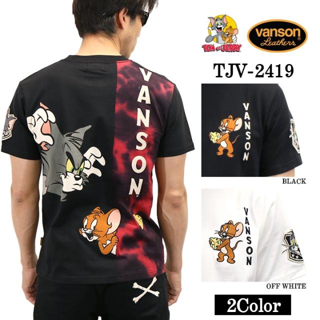 VANSON×TOM&JERRY バンソン トム＆ジェリー 天竺 半袖Tシャツ tjv-2419