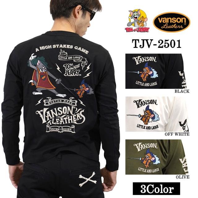 VANSON×TOM&JERRY バンソン トムジェリ コラボ ロンTEE 天竺 長袖Tシャツ tjv-2501