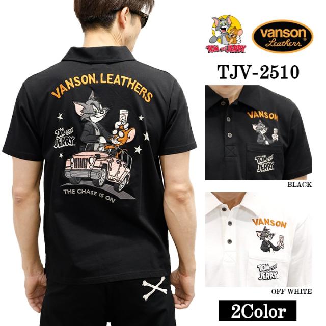 VANSON×TOM&JERRY バンソン トム＆ジェリー 天竺 半袖 ポロシャツ tjv-2510