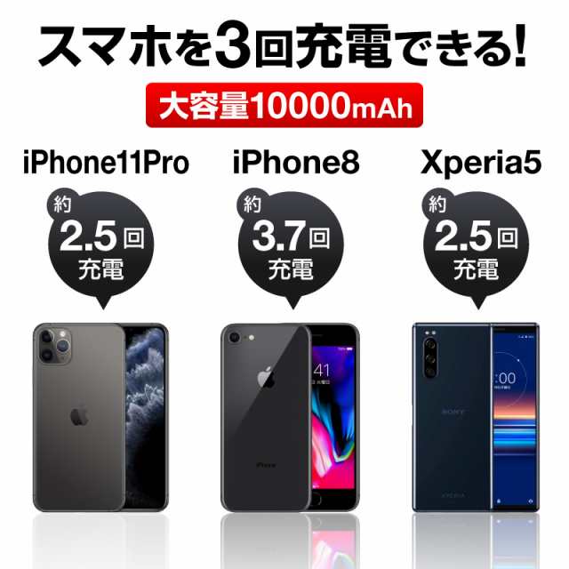 モバイルバッテリー 大容量 Iphone 軽量 急速充電 充電器 Au 10000mah 電池残量表示 Android Iphone11 Iphone11 Pro Iphone11 Pro Max Ipの通販はau Pay マーケット ホビナビ