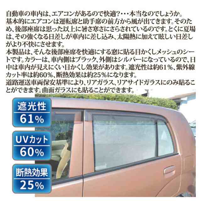 8129 車用 貼って簡単 目かくしメッシュ カーフィルム 自動車 遮熱 遮光 断熱 紫外線 Uv 目隠し シート 窓ガラス 日本製の通販はau Pay マーケット Mio 株式会社後藤