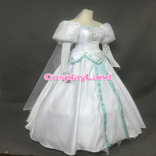 高品質 高級コスプレ衣装 ディズニー リトルマーメイド 風 アリエル タイプ ウェディング ドレス The Little Mermaid Ariel  Wedding Dres