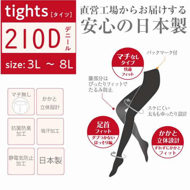 メール便1足まで 3L～8L ゆったり FreeFit フリーフィット タイツ 210デニール 日本製 大きいサイズ レディース タイツ  LegStyleの通販はau PAY マーケット - LegStyle