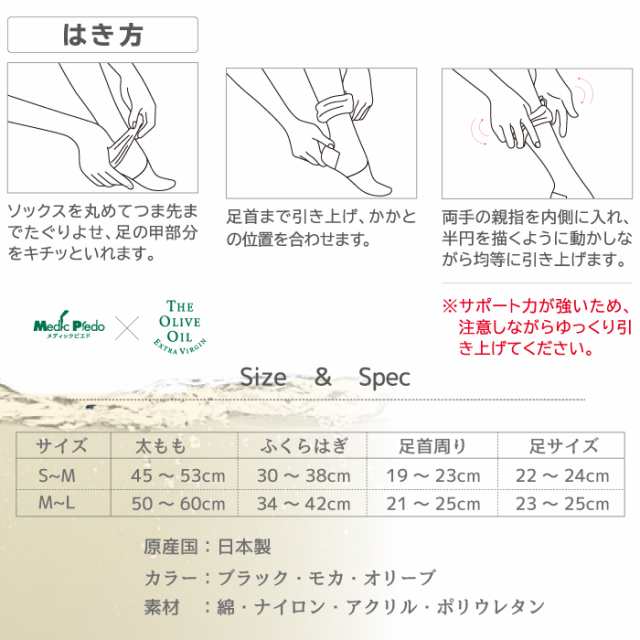 医療用 着圧 ストッキング オーバーニー オリーブオイル配合 レディース 美脚 冷えとり むくみ 血行促進 日本製 一般医療機器
