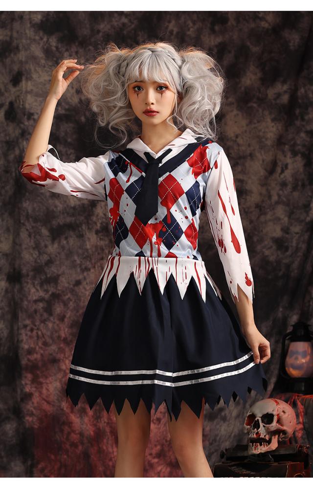 制服風コスチューム 2点セット 定番ハロウィンコスプレ レディース  