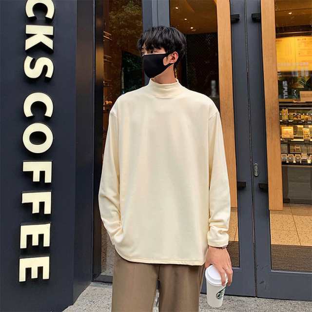 長袖Tシャツ メンズ 無地 ハイネック タートルネック ロングT ロングt