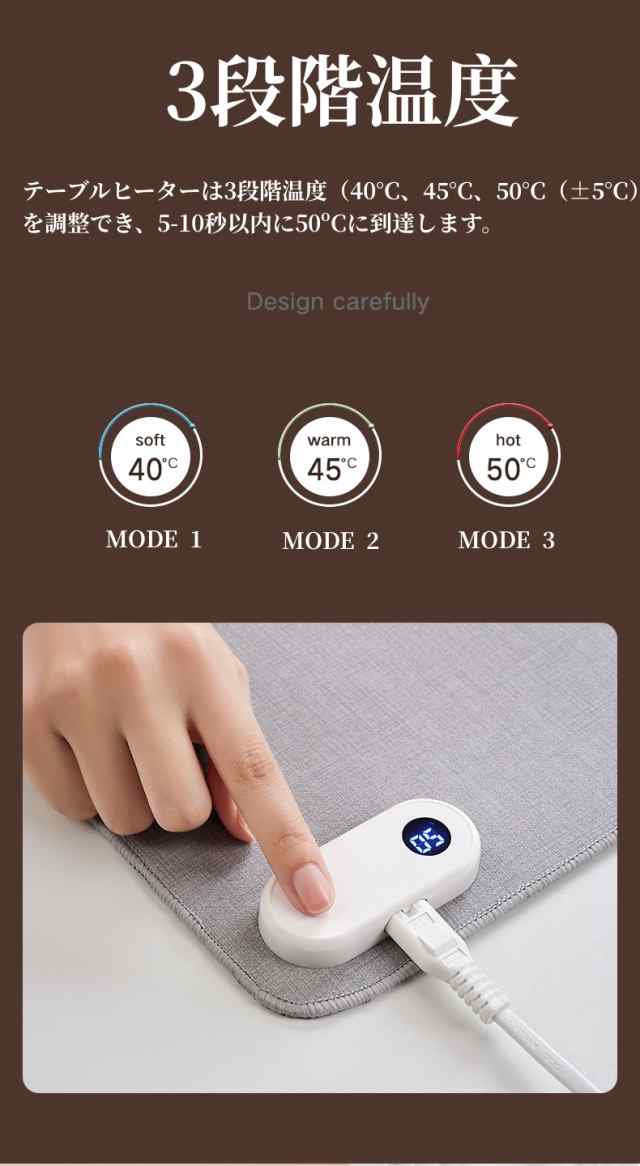 デスクパッド テーブルヒーター 発熱マット パソコンマット 電熱 5秒速熱