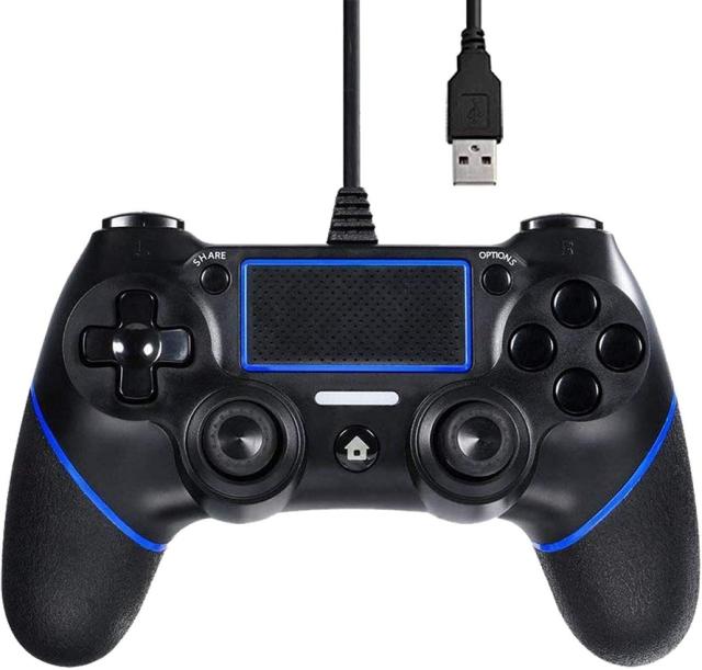 【送料無料】【中古】PS4 PlayStation 4 有線コントローラー デュアルショック ブルー ゲームパッド USB