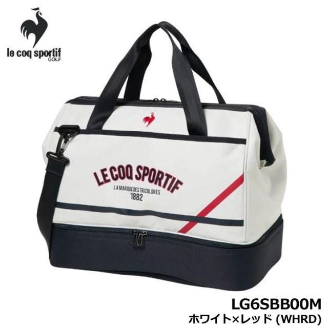 【2026モデル】ルコックスポルティフ ゴルフ LG6SBB00M ホワイト×レッド 二層式 大開口ボストンバッグ シューズ収納対応 le coq sportif GOLF WHRD