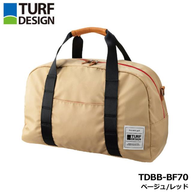ターフデザイン TDBB-BF70 ボストンバッグ ベージュ/レッド  メンズ レディース ユニセックス ゴルフ レジャー 普段使い 旅行バッグ TURF DESIGN 朝日ゴルフ