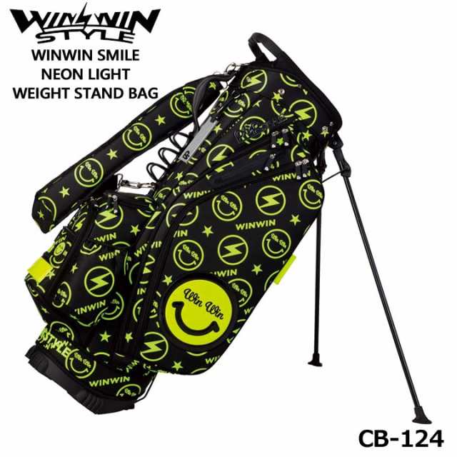 ウィンウィンスタイル CB-124 ウィンウィンスマイル ネオンライト ブラック×ライムイエロー WEIGHT STAND BAG ゴルフキャディバッグ WIN