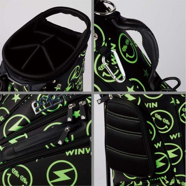 WINWIN キャディバッグ CB-124 SMILE NEON LST BK×LimeYW 9.0型 日本