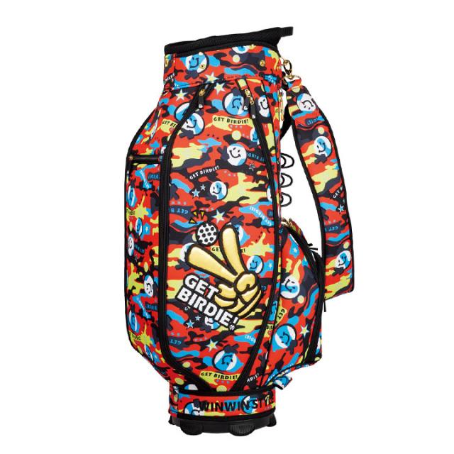 ウィンウィンスタイル CB-130（オレンジ） ゲットバーディ カモ マルチカラー GET BIRDIE! CAMO MULTI COLOR CART BAG ゴルフキャディバッグ WINWIN STYLE_1