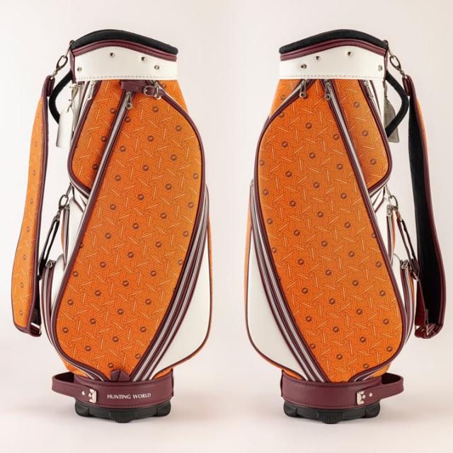 新品】ハンティングワールド キャディバッグ ゴルフバッグ オレンジ 9