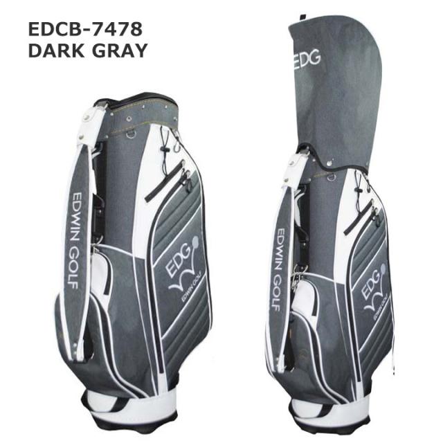 EDWIN GOLF 9.5型キャディバッグ EDCB-3478 キャディバッグ (ダークグレー) 6分割 47インチ対応   Cart Bag  ゴルフバッグ  カート式 エドウィン レザックス  LEZAX