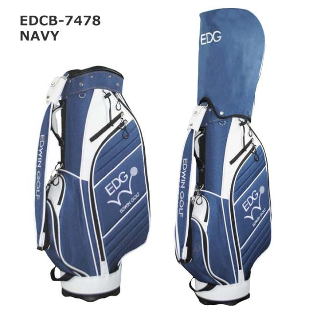EDWIN GOLF 9.5型キャディバッグ EDCB-3478 キャディバッグ (ネイビー) 6分割 47インチ対応   Cart Bag  ゴルフバッグ  カート式 エドウィン レザックス  LEZAX