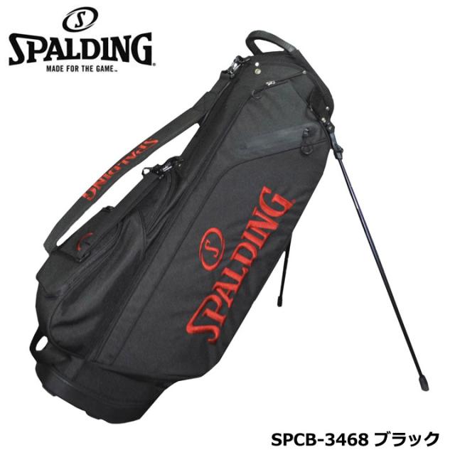 スポルディング 9.5型キャディバッグ SPCB-3468 スタンドバッグ (ブラック)  ６分割 47インチ対応   Stand Bag  ゴルフバッグ  スタンド式 SPALDING レザックス  LEZAX