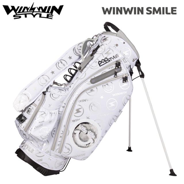 ウィンウィンスタイル CB-148 ウィンウィンスマイル （ホワイト×シルバー）  軽量 STAND BAG ゴルフキャディバッグ WINWIN STYLEの通販は