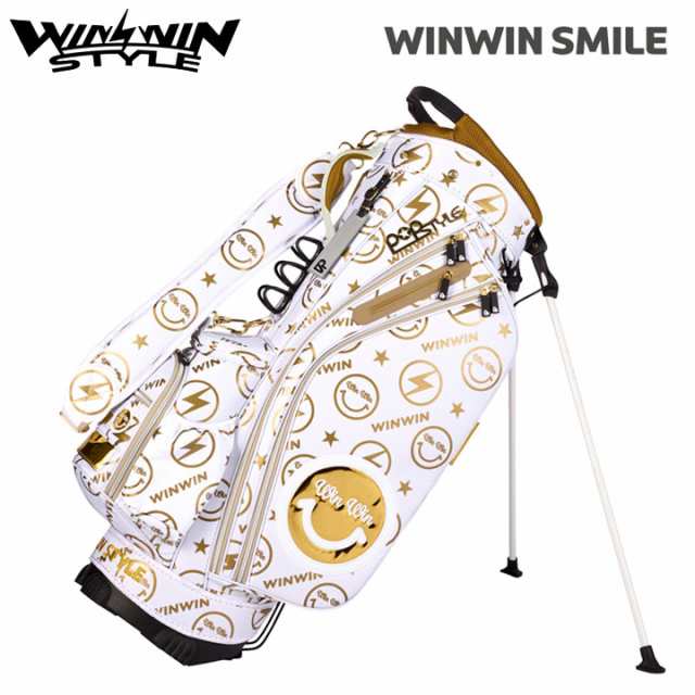 ウィンウィンスタイル CB-149 ウィンウィンスマイル （ホワイト×ゴールド）  軽量 STAND BAG ゴルフキャディバッグ WINWIN STYLEの通販は