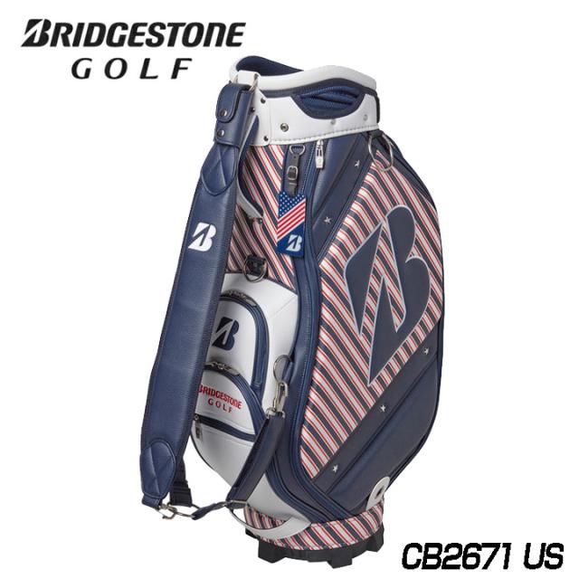 【2026モデル】 ブリヂストン ゴルフ キャディバッグ メジャーコレクションカートバッグ CB2671 US（白×紺）アメリカントラッド風 9.5型 4.7kg  BRIDGESTONE GOLF 15p