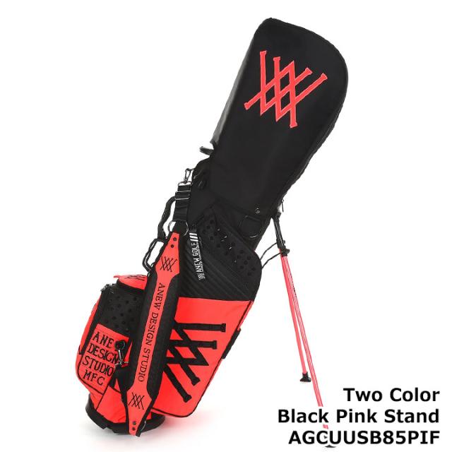 アニュー AGCUUSB85PIF 2カラーブラック＆ピンクスタンドバッグ（PINK） 4分割 キャディバッグ  ANEW Two Color Black Pink Stand Bag アニュー AGCUUSB85PIF 2カラーブラック＆ピンクスタンドバッグ（PINK