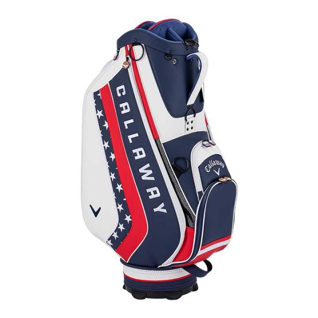 Callaway キャディバッグ ホワイト/ネイビー/レッド　フード付 新品 Callaway キャディバッグ ホワイト/ネイビー/レッド