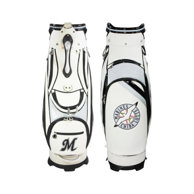 【2025モデル】千葉ロッテマリーンズ LMCB-5427 9.5型キャディバッグ ホワイト  カート型 47インチ対応 3.8kg CHIBA LOTTE MARINES LEZAX