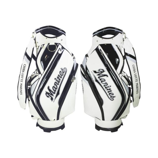 【2025モデル】千葉ロッテマリーンズ LMCB-5427 9.5型キャディバッグ ホワイト  カート型 47インチ対応 3.8kg CHIBA LOTTE MARINES LEZAX