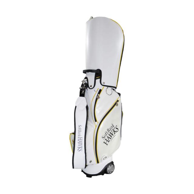 【数量限定】ソフトバンクホークス SBCB-2444 9.0型キャスター付きキャディバッグ ホワイト  カート型 47インチ対応 4.4kg SoftBank HAWKS LEZAX