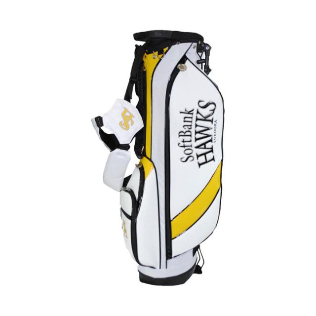 【2025モデル】ソフトバンクホークス SBCB-3446 7.5型スタンドバッグ ホワイト  スタンド型 キャディバッグ 47インチ対応 2.6kg SoftBank HAWKS LEZAX