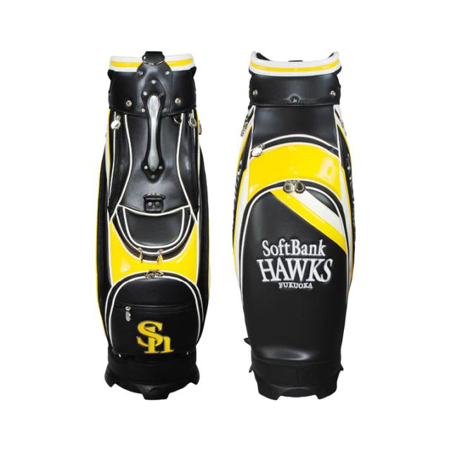【2025モデル】ソフトバンクホークス SBCB-5436 9.5型キャディバッグ ブラック  カート型 47インチ対応 3.8kg SoftBank HAWKS LEZAX