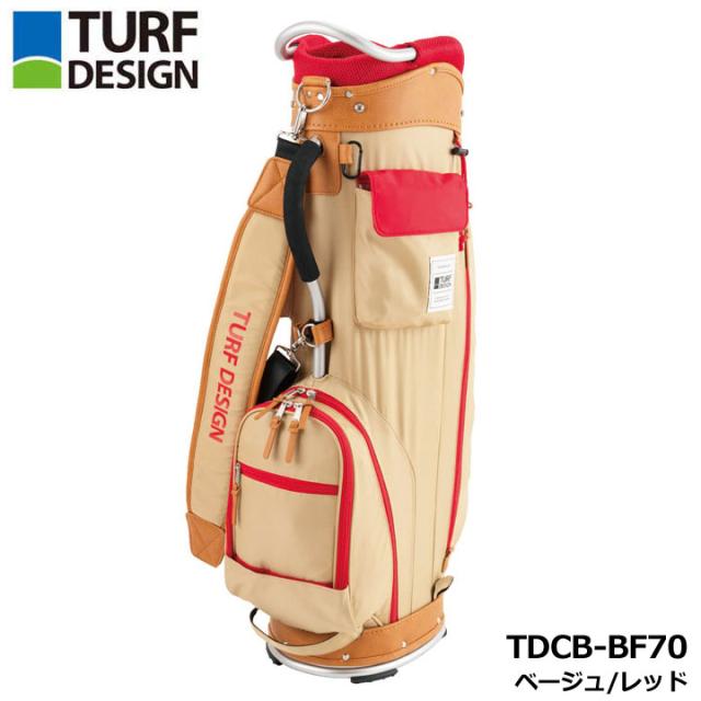 ターフデザイン TDCB-BF70 キャディバッグ ベージュ/レッド  軽量 カート型 メンズ レディース 9.5型 47インチ対応 2.9kg TURF DESIGN 朝日ゴルフ