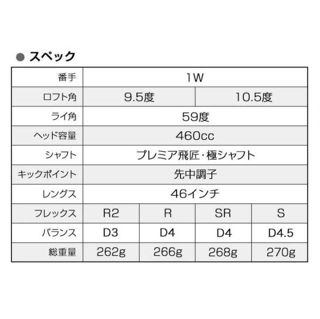 ワークスゴルフ マキシマックス ブラックプレミア リミテッド MAX1.7 ドライバー 超高反発 シャフト：三菱ケミカル プレミア飛匠・極 カーボン 46インチ ゴルフクラブ R / SR / S 9.5度 / 10.5度_3