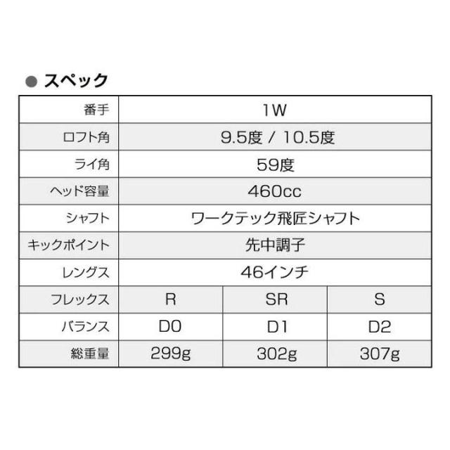 ワークスゴルフ マキシマックス ブラックプレミア リミテッド MAX1.7 ドライバー 超高反発 シャフト：三菱ケミカル ワークテック飛匠 カーボン 46インチ ゴルフクラブ R / SR / S 9.5度 / 10.5度_3