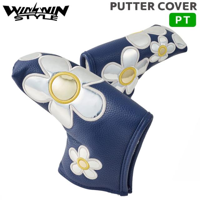 ウィンウィンスタイル PCB-411  COLORFUL DAISY（NV） パター用 ヘッドカバー (ブレード) WINWIN STYLE ENJOY GOLF HEAD COVER