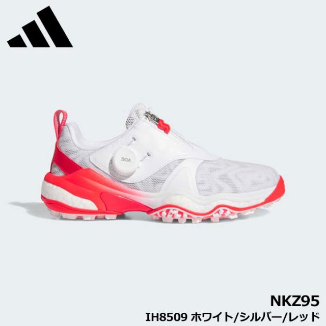 【レディース】【2025モデル】アディダス NKZ95 コードカオス 25 ボア IH8509 ホワイト/シルバー/レッド スパイクレス ゴルフシューズ adidas GOLF 10p