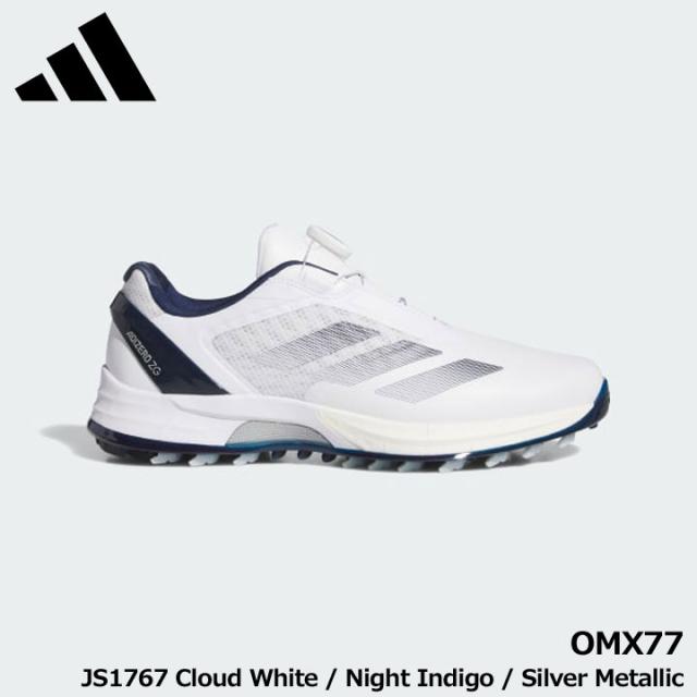 【2025モデル】アディダス OMX77 アディゼロ ZG ロウ ボア スパイクレス JS1767 Cloud White / Night Indigo / Silver llic adidas GOLF