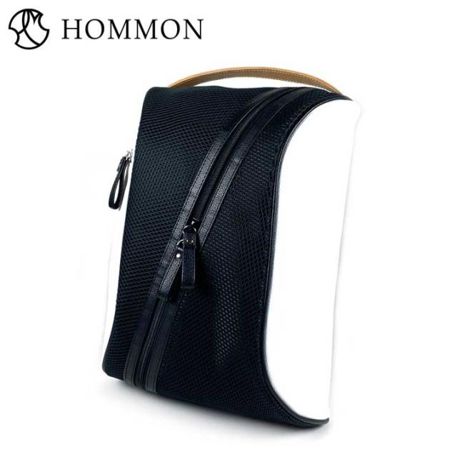 ホンモン 撥水カーフ シューズケース ホワイト HMK-ZB0773 高級 日本製 ファスナー HOMMON HAKATA