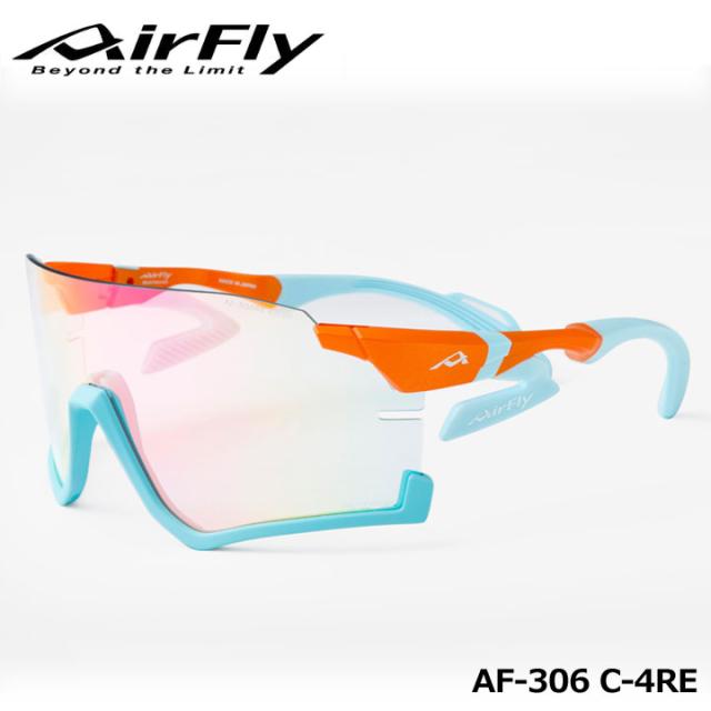 【正規販売店】エアフライ AF-306 C-4RE スポーツサングラス フレーム/オレンジマット レンズカラー/調光パープルミラー ユニセックス ZYGOSPEC AirFly 10p