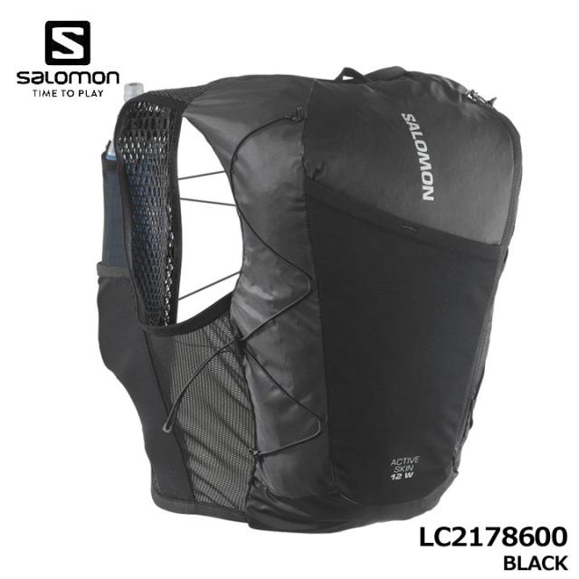 【レディース】サロモン LC2178600 ACTIVE SKIN 12 BLACK 女性用ランニングベスト (フラスク付) アクティブ スキン 12L SALOMON 即納