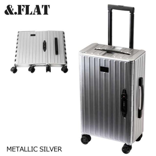 アンドフラット&FLATシルバー折り畳みキャリーFL14-4-00001 &.FLAT アンドフラット 折り畳みキャリーケース メタリックカラー